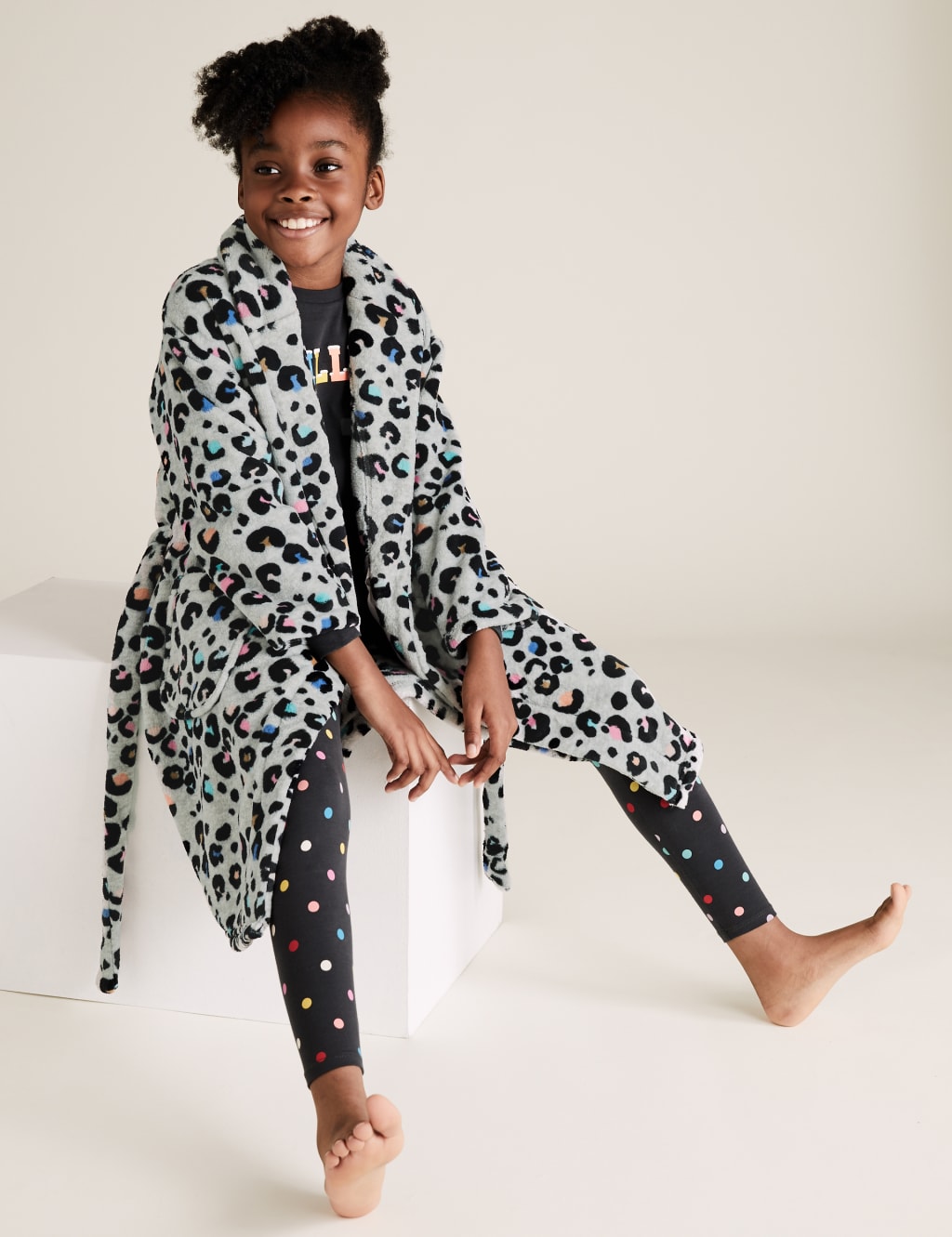 Long leopard print dressing gown top