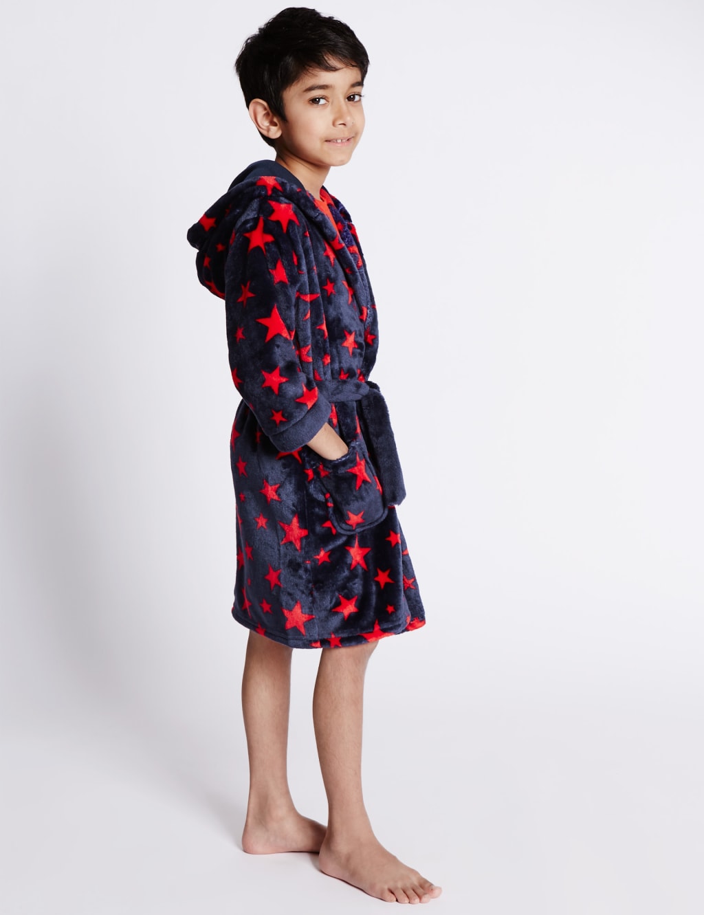 Anti Bobble Hooded Star Print Dressing Gown (1-8 Years) 3 of 3