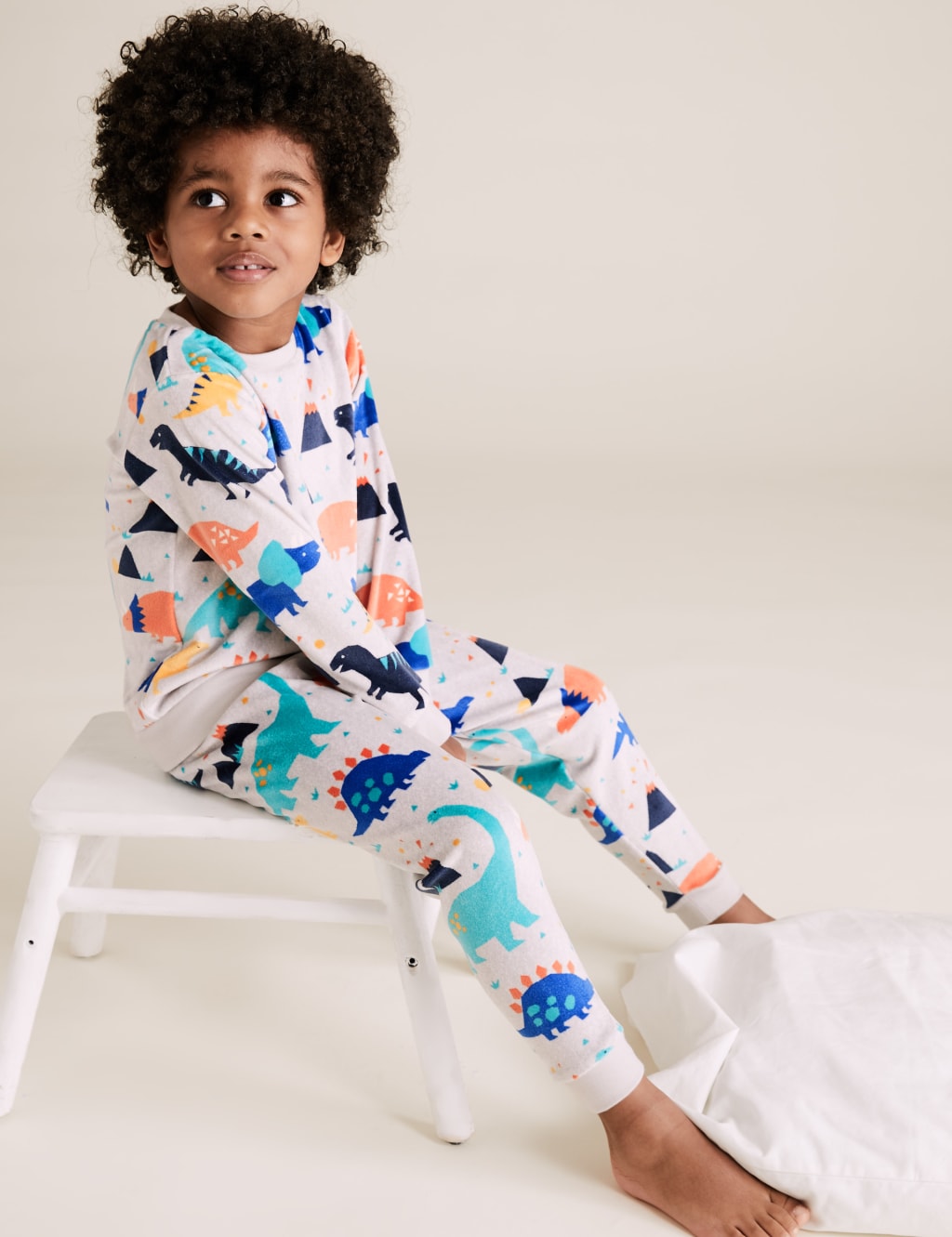Velour Fleece Dinosaur Print Pyjama Set 1 7 Yrs M S