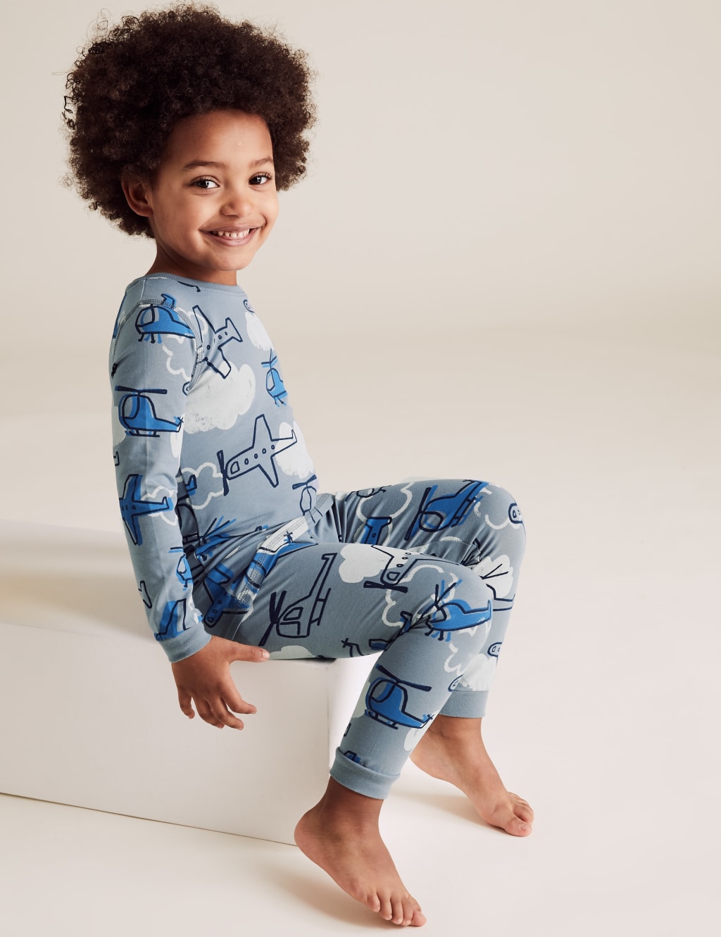 Cotton Aircraft Print Pyjama Set (1-7 Yrs) 1 of 4