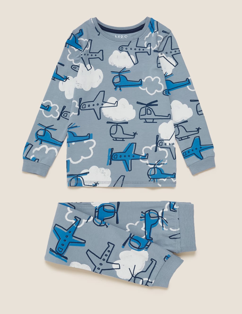 Cotton Aircraft Print Pyjama Set (1-7 Yrs) 2 of 4