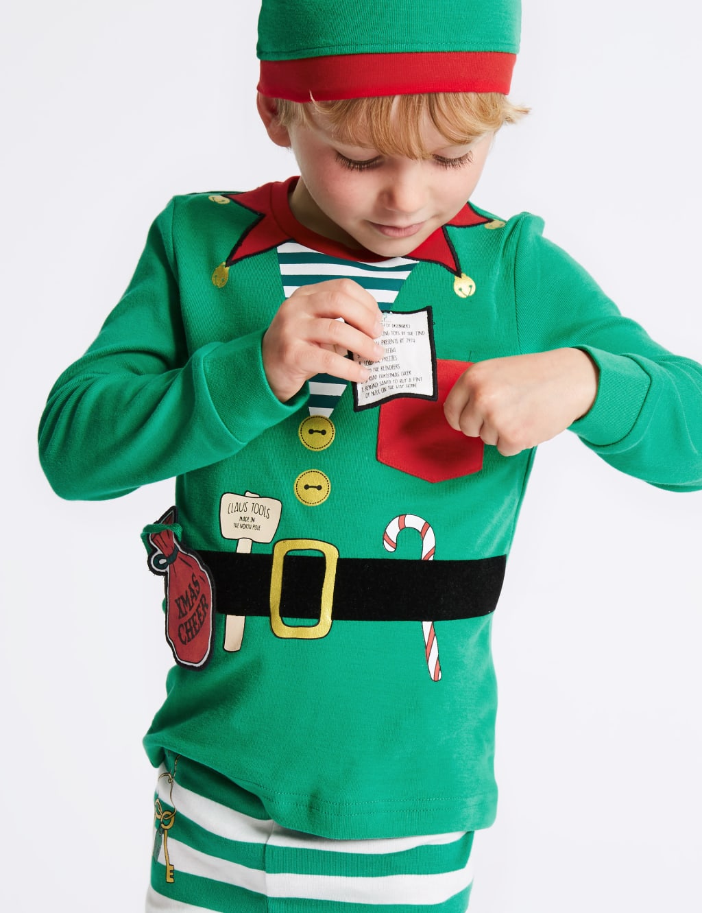 Pure Cotton Elf Pyjamas with Hat 9 Months 8 Years M S