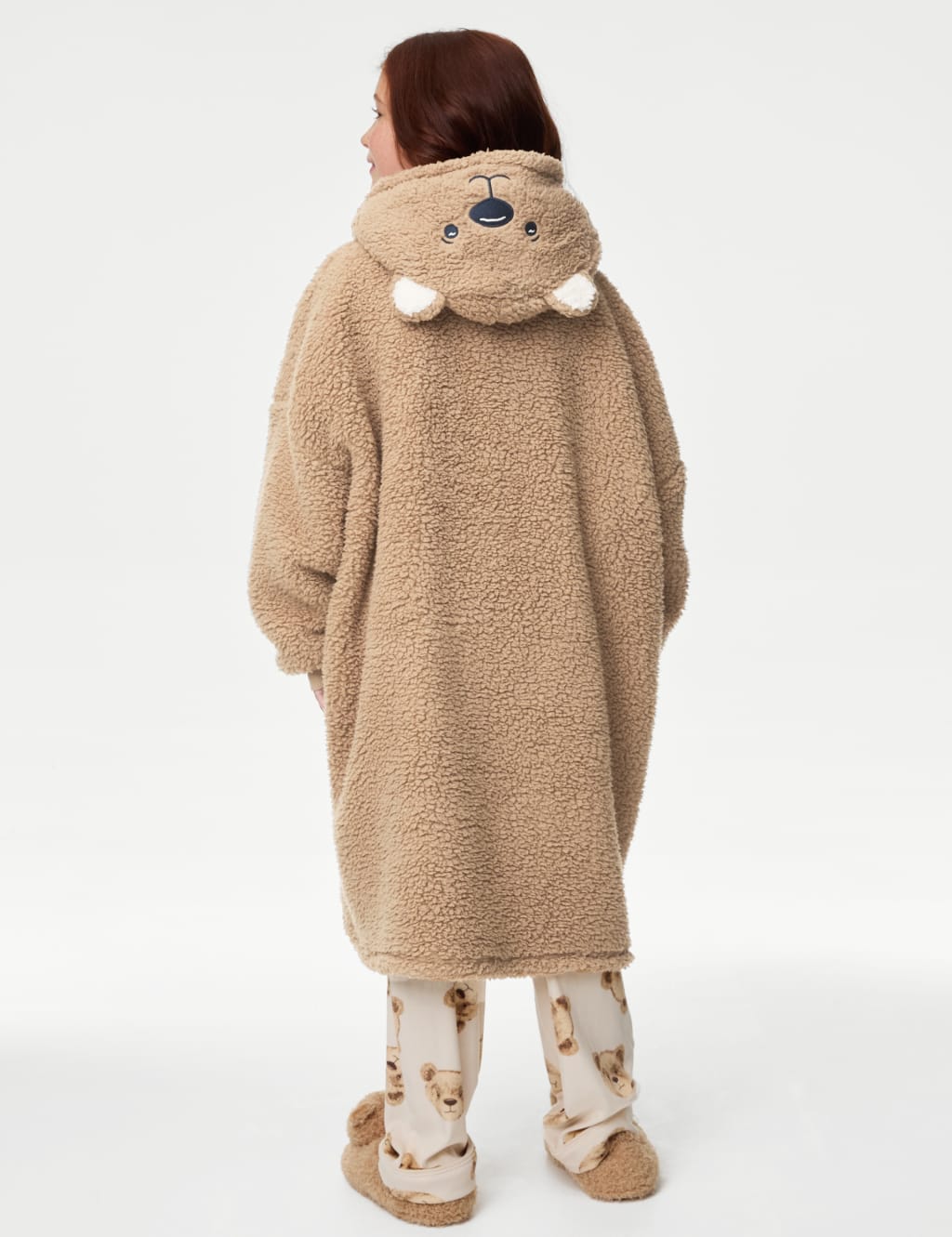 Oversized teddy bear hoodie top