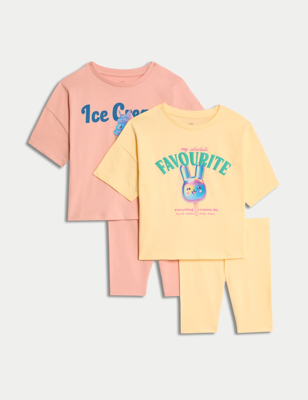 2pk Cotton Rich Printed Pyjama Sets (1-8 Yrs) 1 of 2