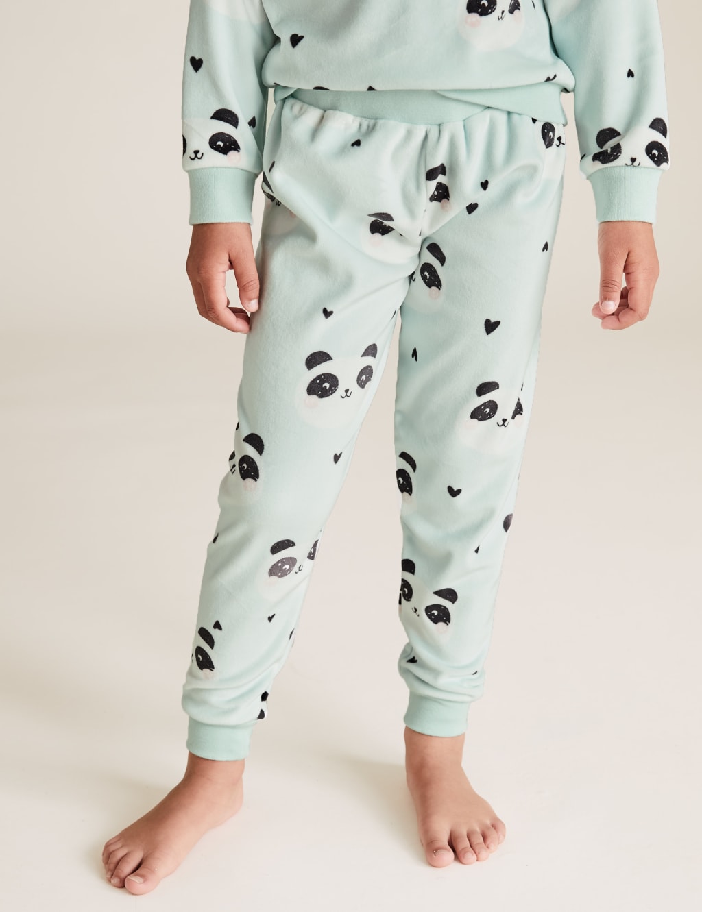 Velour Fleece Panda Print Pyjama Set 1 7 Yrs M S