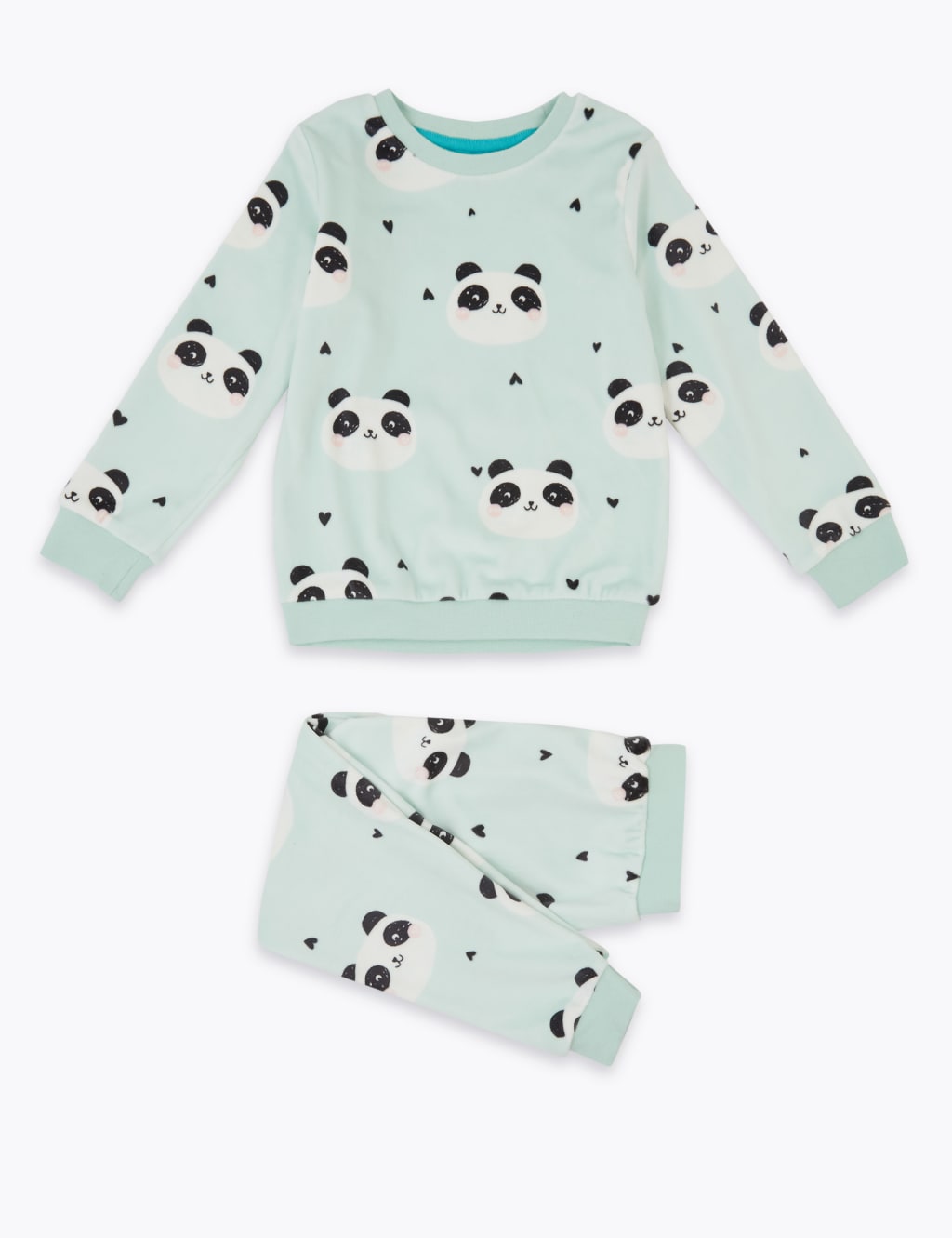 Velour Fleece Panda Print Pyjama Set 1 7 Yrs M S