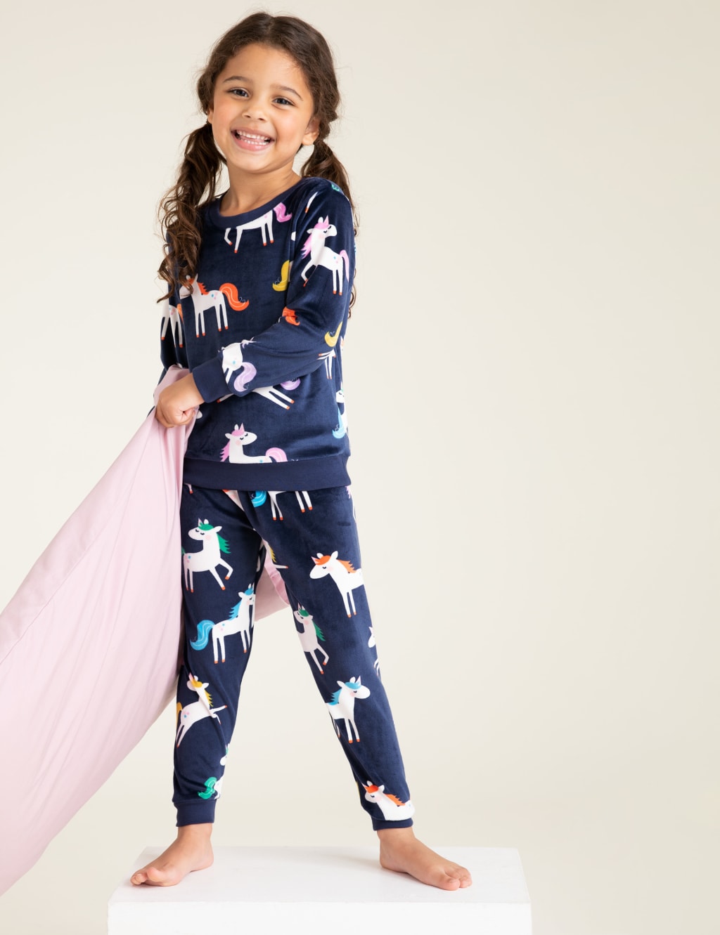 Velour Fleece Unicorn Pyjama Set 1 7 Yrs M S