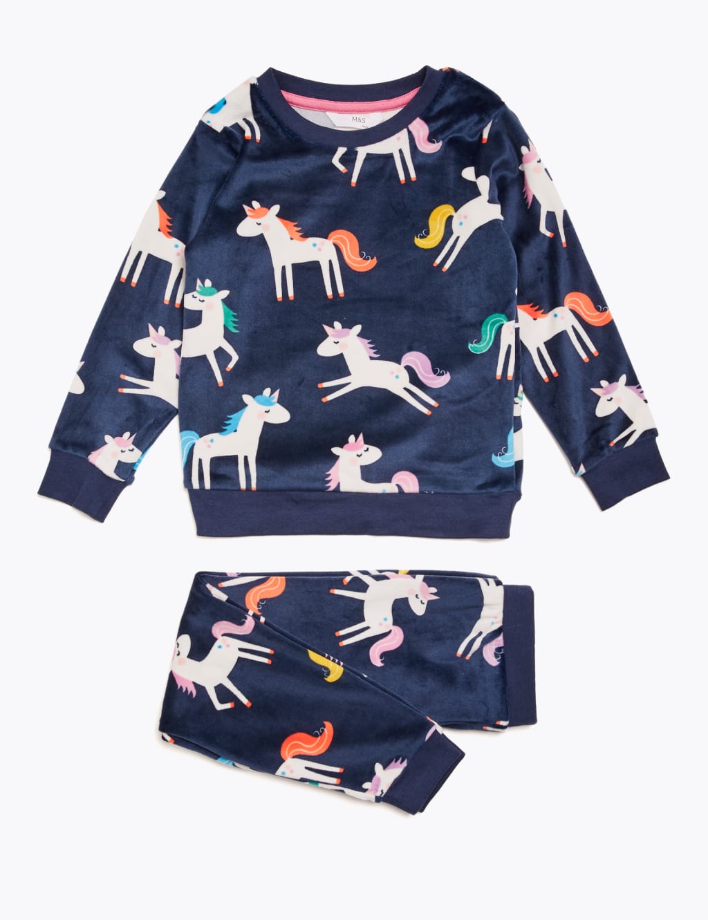 Velour Fleece Unicorn Pyjama Set 1 7 Yrs M S
