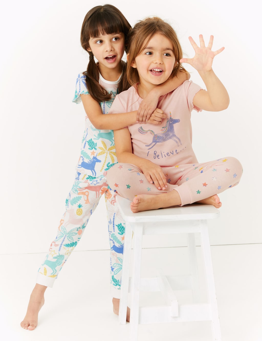 2 Pack Pure Cotton Unicorn Pyjama Sets (1-7 Yrs) 1 of 6