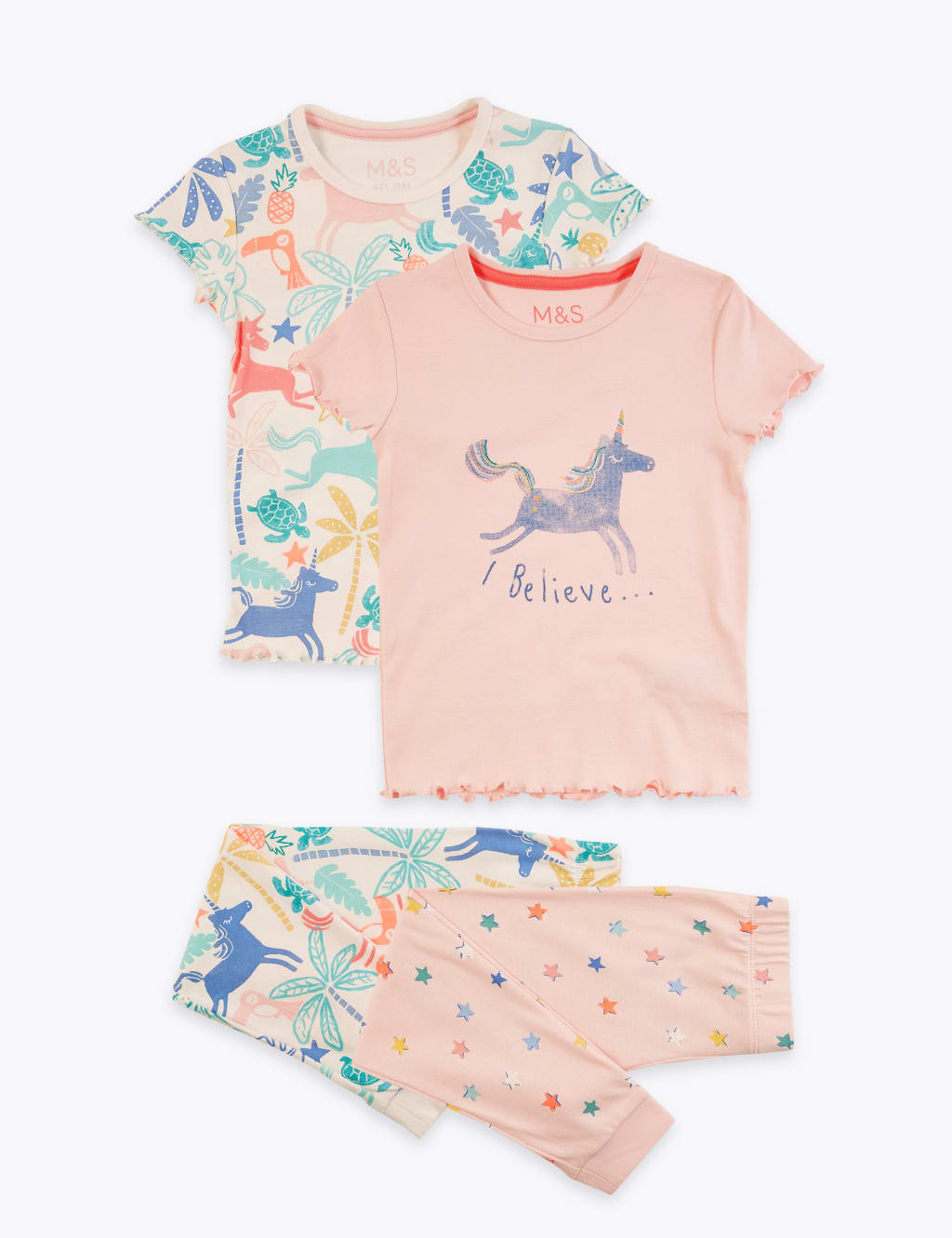 2 Pack Pure Cotton Unicorn Pyjama Sets (1-7 Yrs) 2 of 6