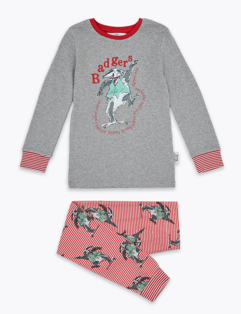 Roald Dahl NHM Badger Pyjama Set 1 7 Yrs M S