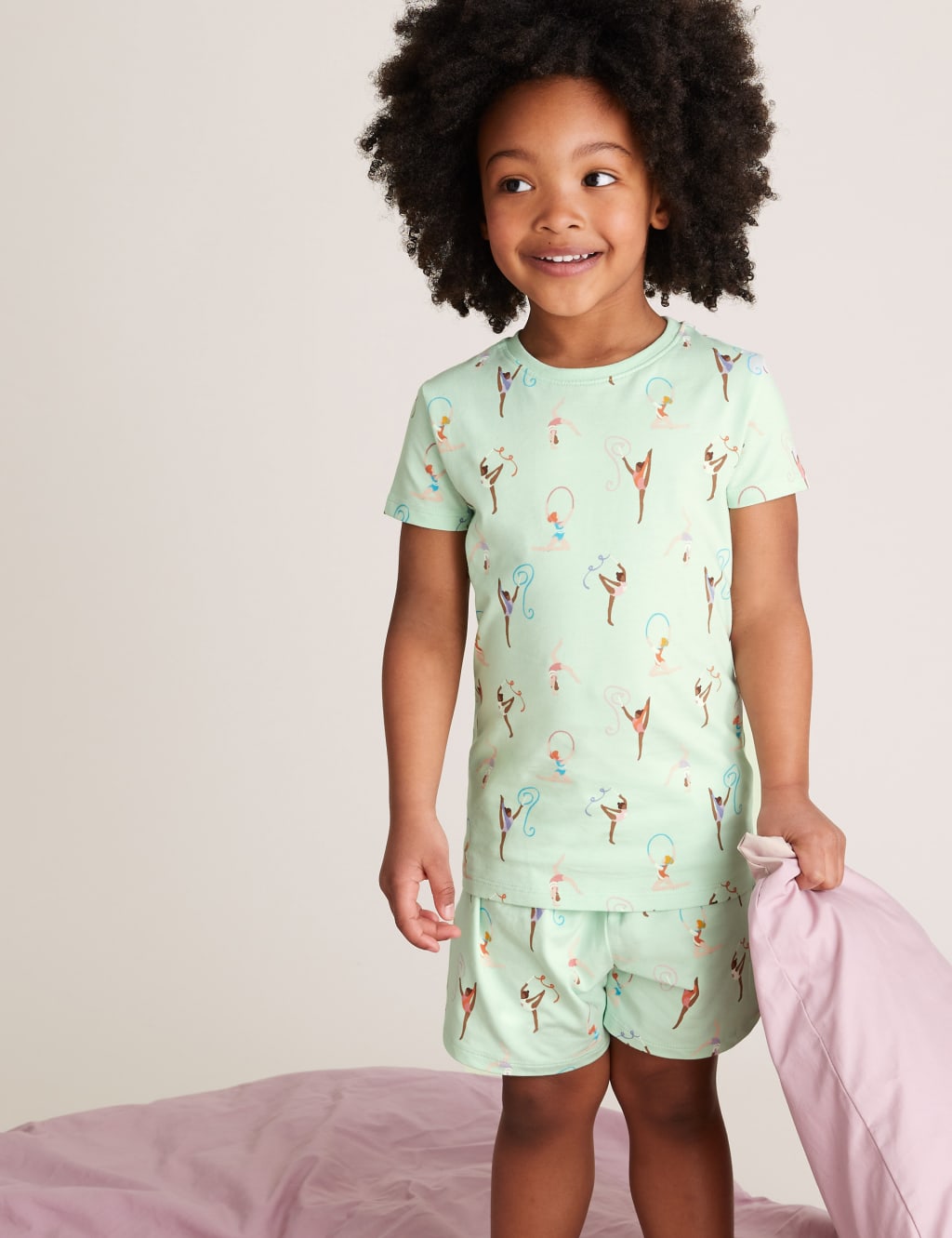 Cotton Gymnast Print Short Pyjama Set (1-7 Yrs) 1 of 4