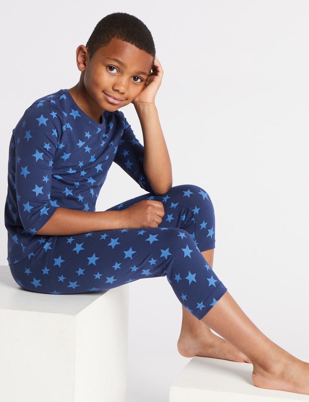 Dreamskin Cotton with Stretch Star Print Cropped Pyjama Set 1 16 Years M S