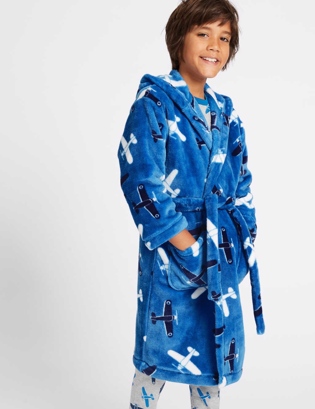 Hooded Dressing Gown with Belt (1-16 Years) 1 of 6