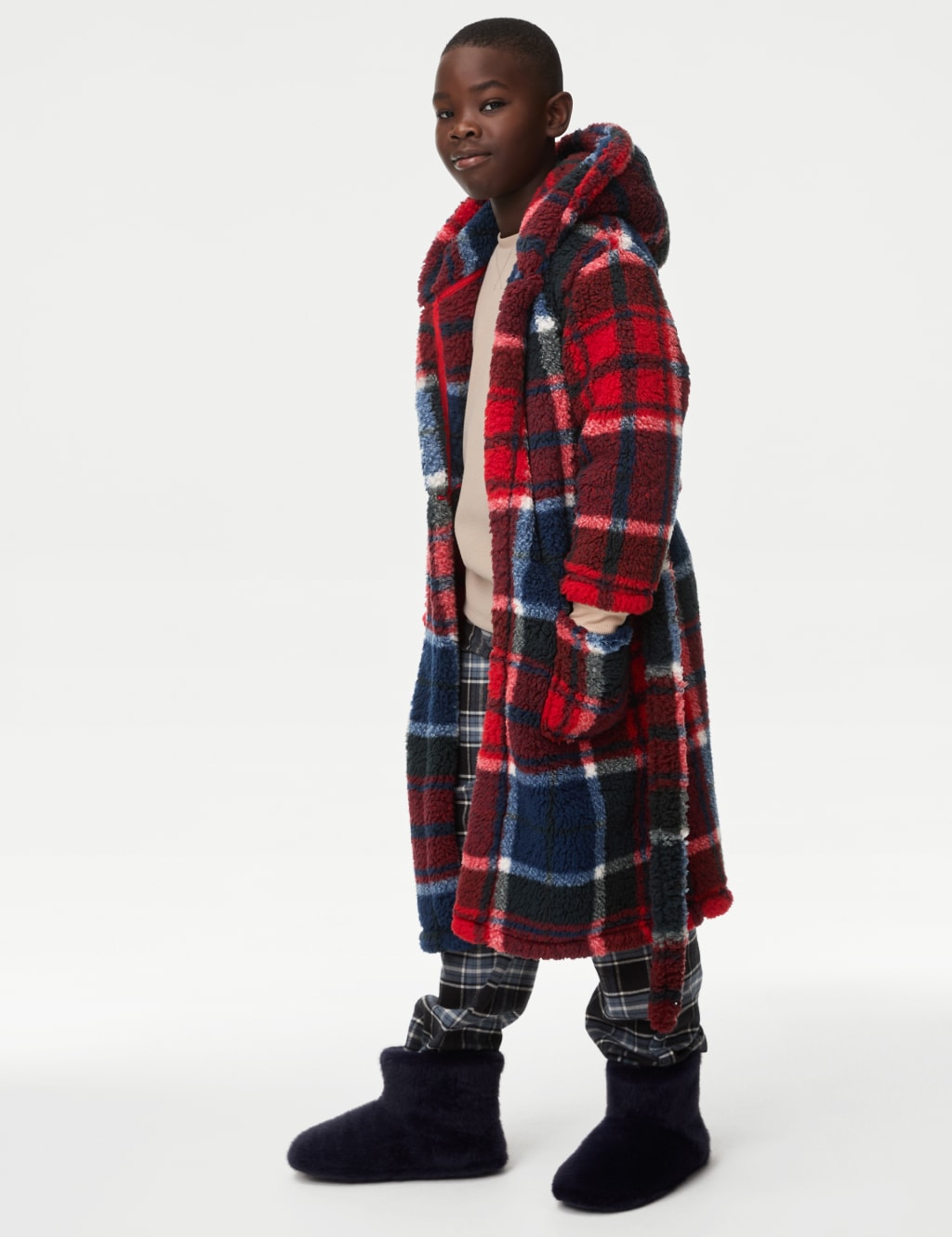 Checked Hooded Dressing Gown 1 16 Yrs M S Collection M S