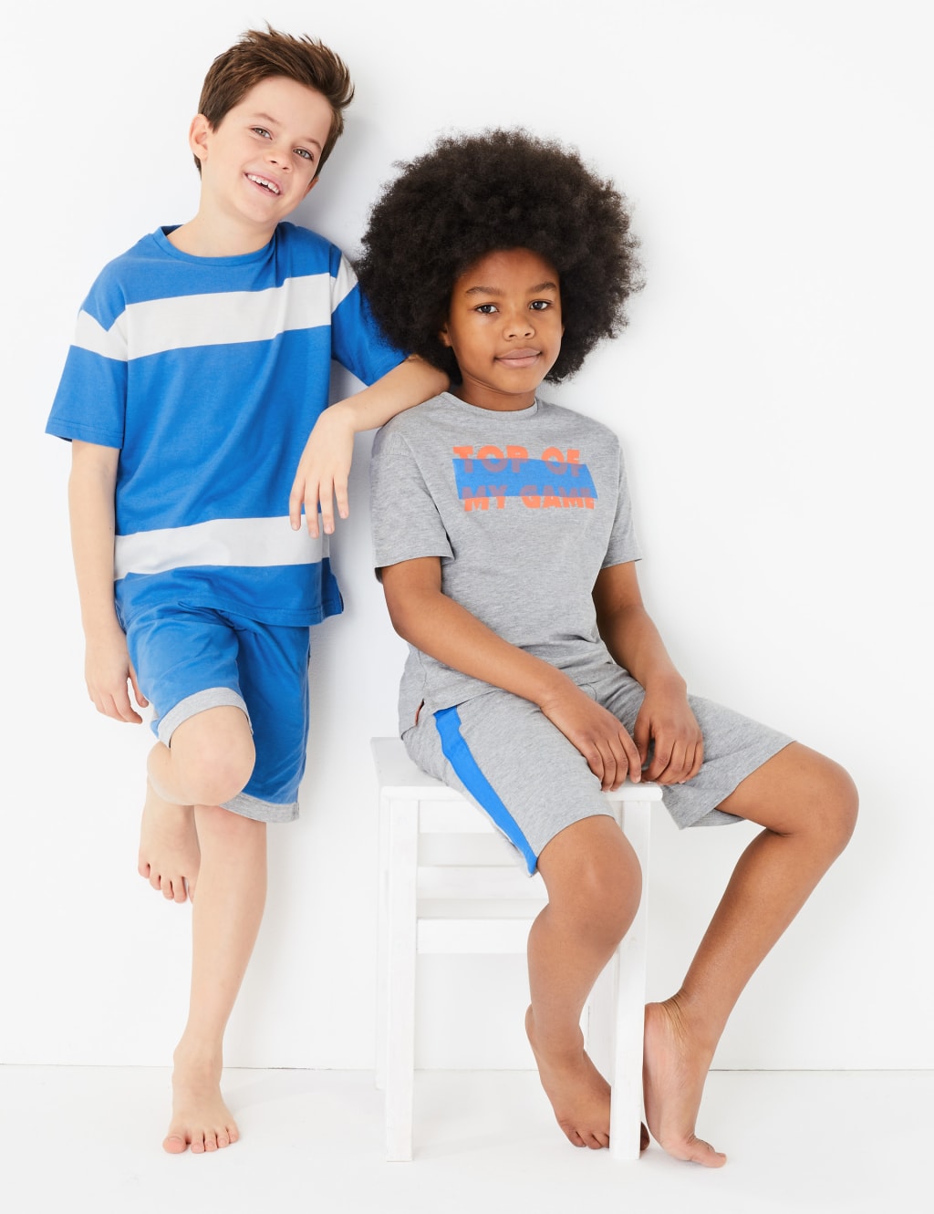 2 Pack Top of my Game Slogan Short Pyjama Sets (6-16 Yrs) 1 of 6