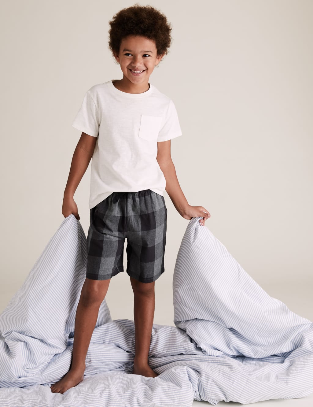 2 Pack Cotton Checked Pyjama Shorts (6-16 Yrs) 1 of 5