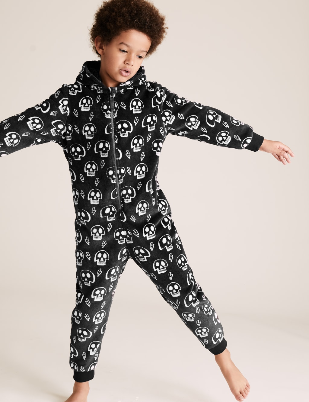 Fleece Skull Print Onesie (6-16 Yrs) 1 of 4
