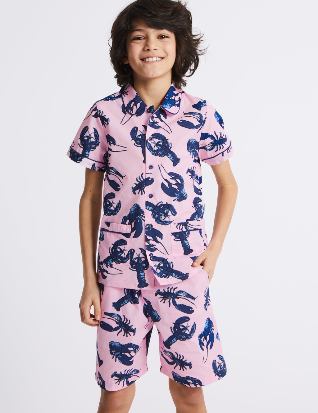 Pure Cotton Lobster Short Pyjamas (3-16 Years) 1 of 4