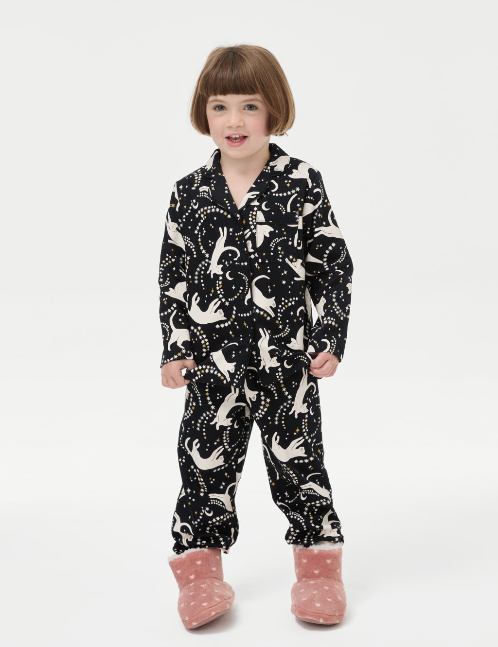 Pure Cotton Mini Me Cat Print Pyjamas 1 16 Yrs M S Collection M S