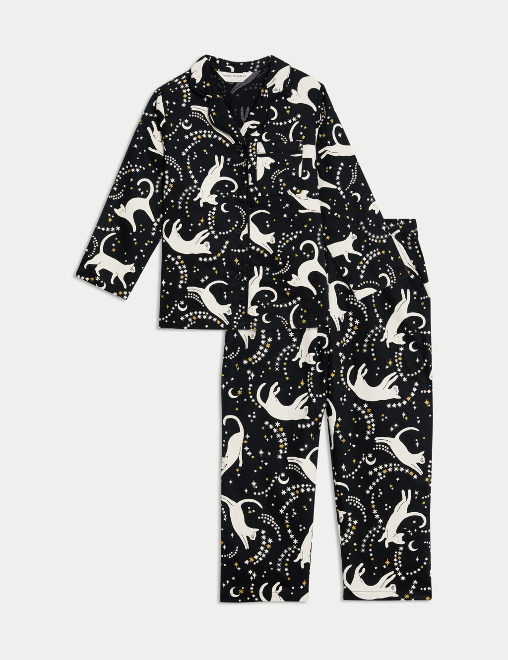 Pure Cotton Mini Me Cat Print Pyjamas 1 16 Yrs M S Collection M S