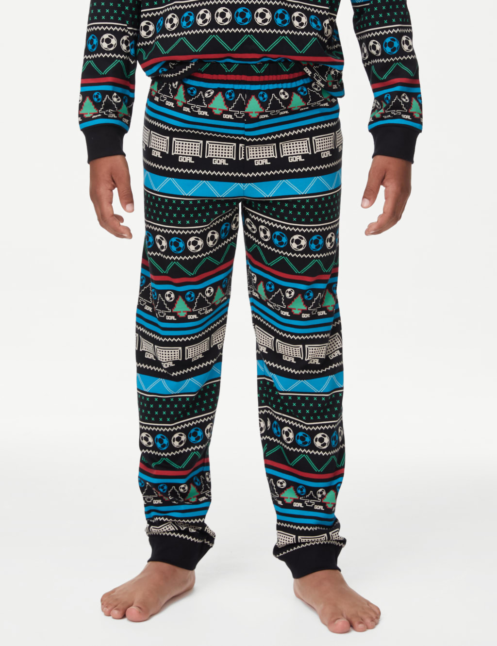 Pure Cotton Football Fair Isle Pyjamas 1 16 Yrs M S Collection M S