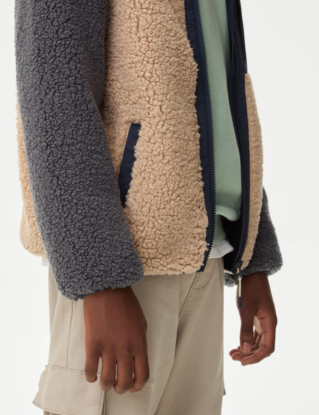 Borg Colour Block Jacket 6 16 Yrs