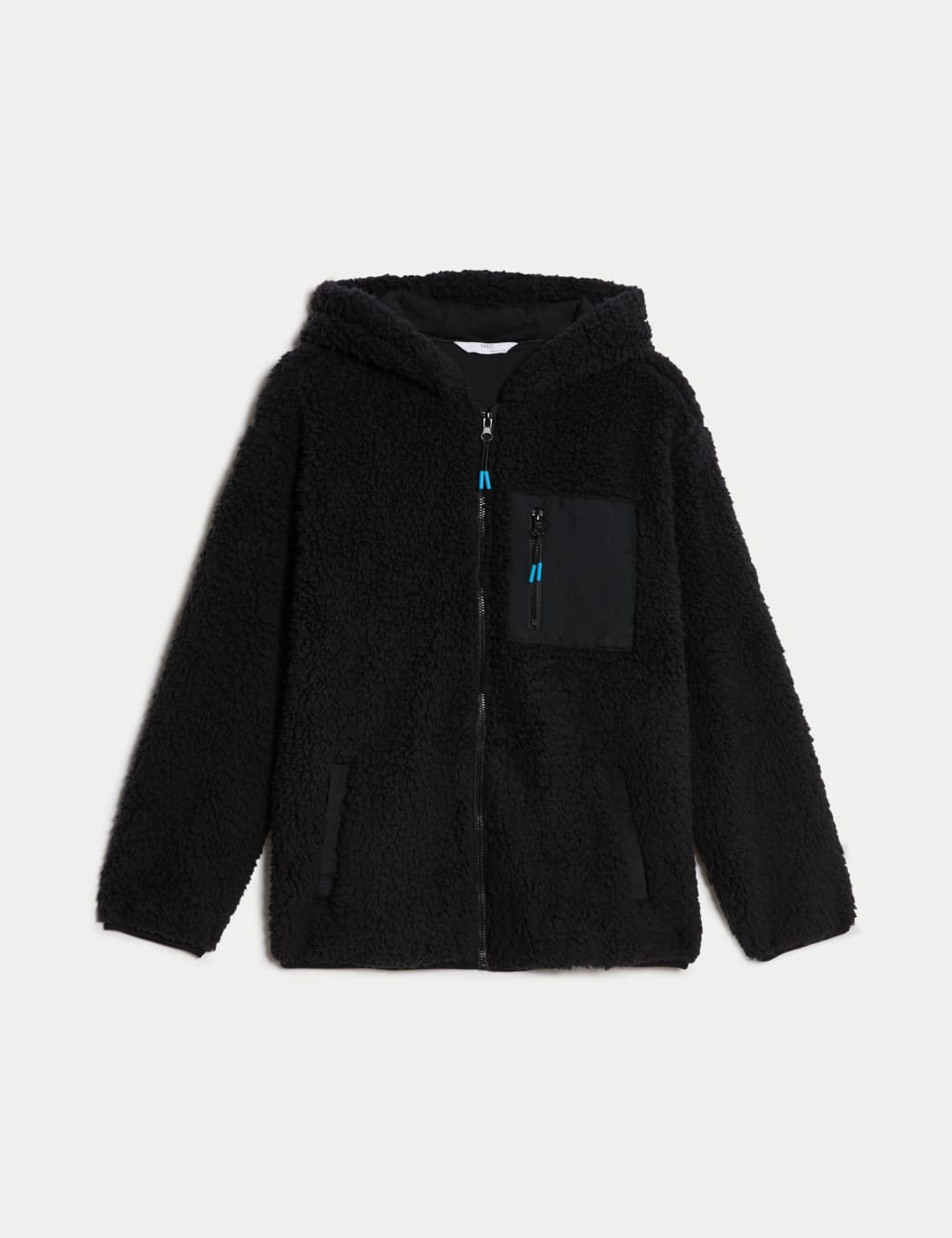 Black borg hooded zip through jacket hotsell