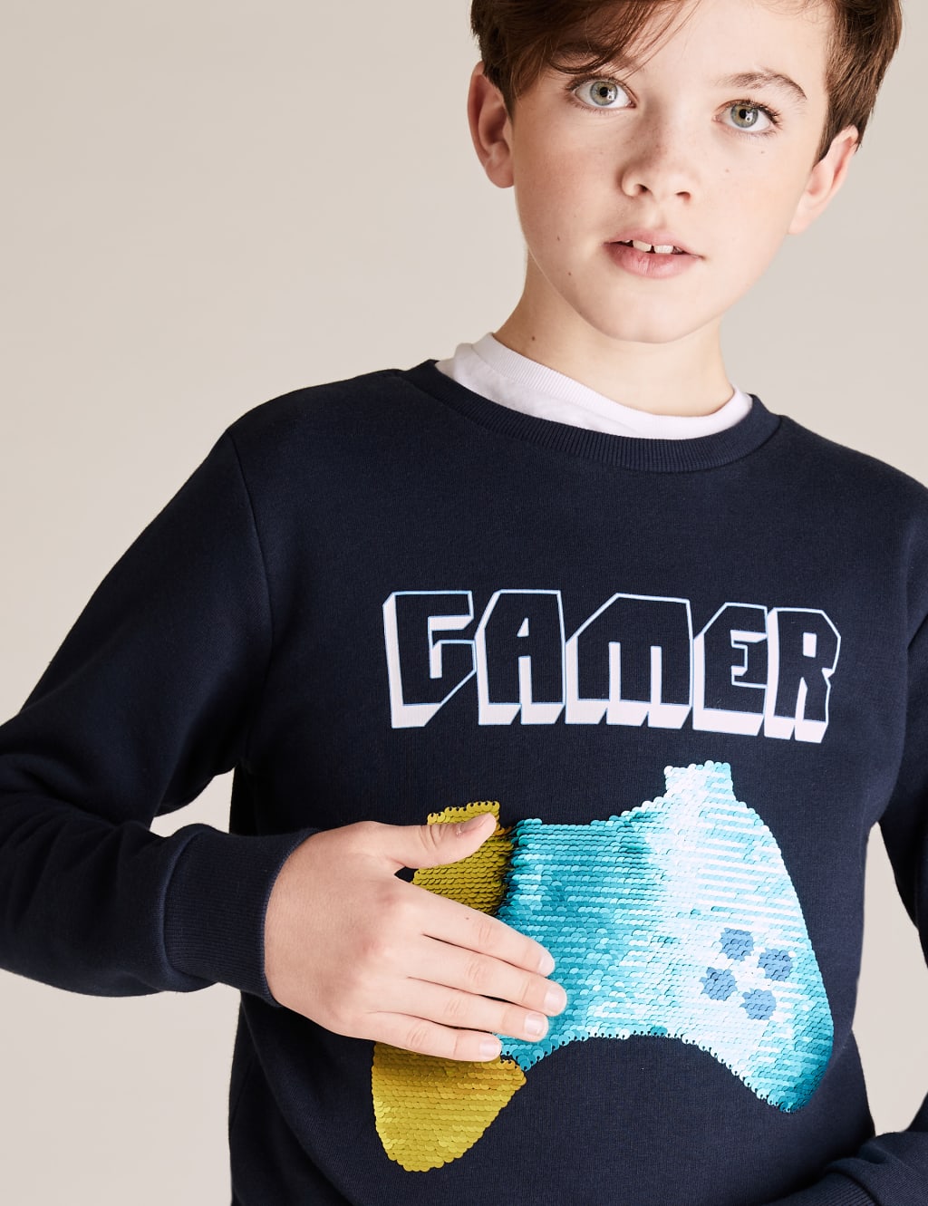 Cotton Sequin Gamer Sweatshirt (6-14 Yrs) 3 of 6