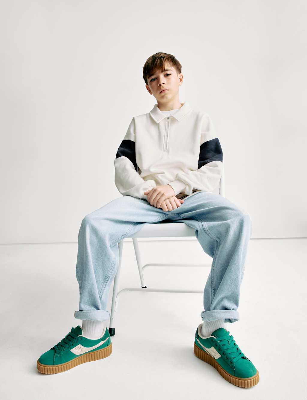 Cotton Rich Quarter Zip Sweatshirt (6-16 Yrs) 1 of 8