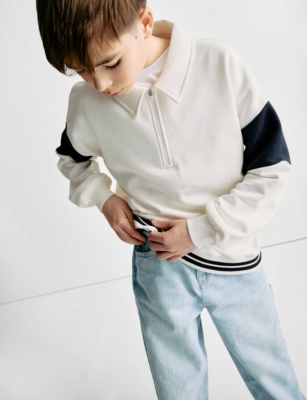 Cotton Rich Quarter Zip Sweatshirt (6-16 Yrs) 3 of 8