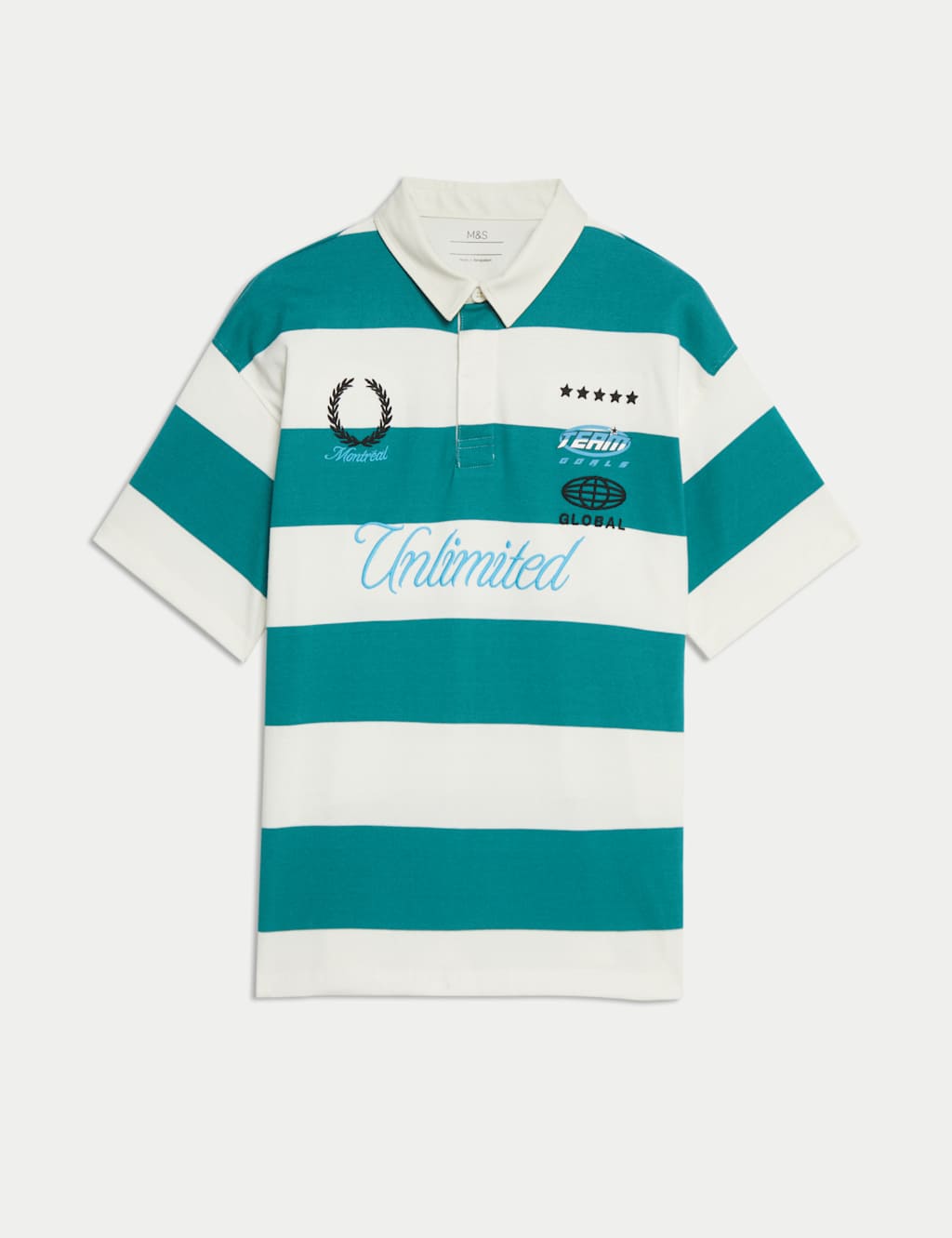 Pure Cotton Striped Rugby Shirt (6-16 Yrs) 2 of 3