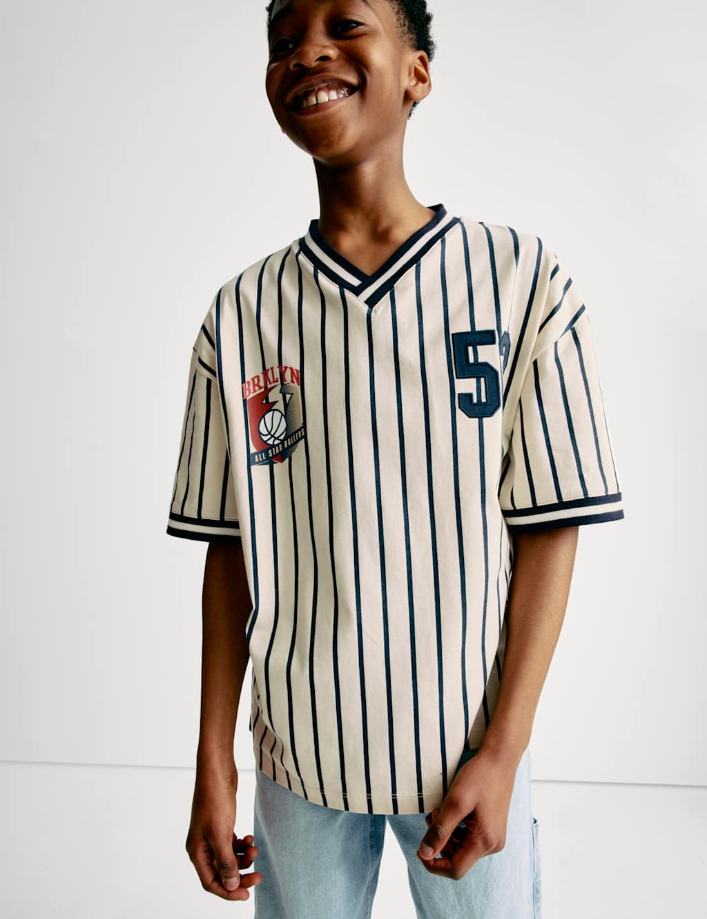 Pure Cotton Striped Baseball T-Shirt (6-16 Yrs) 3 of 7