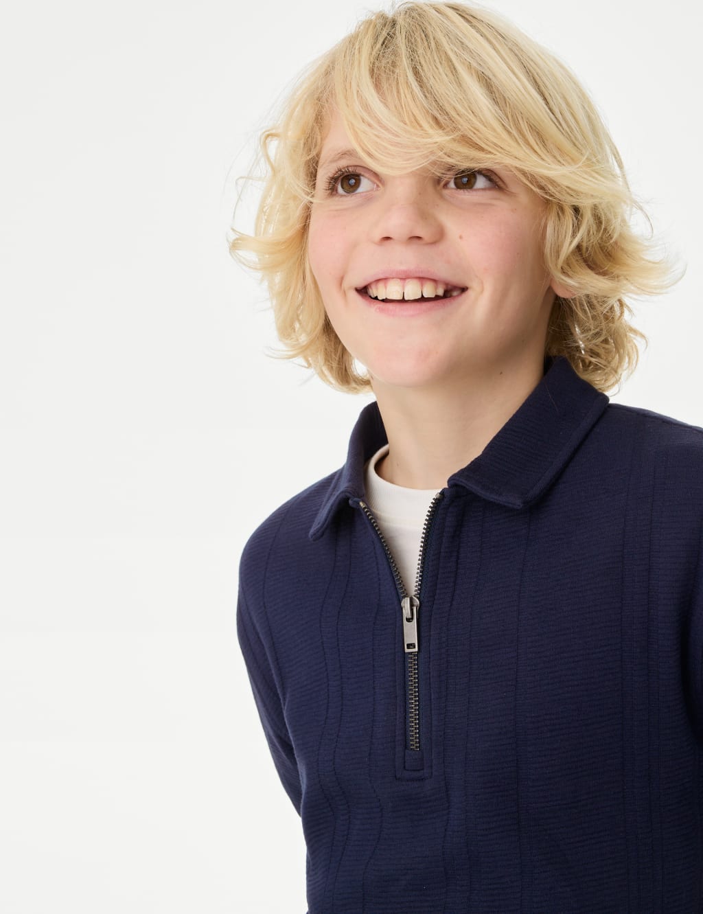 Pure Cotton Textured Zip Polo Shirt (2-16 Yrs) 3 of 5
