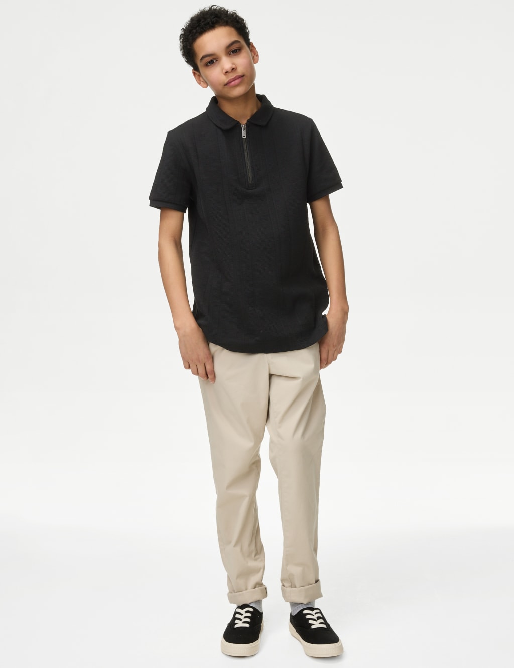 Pure Cotton Textured Zip Polo Shirt (2-16 Yrs) 3 of 5