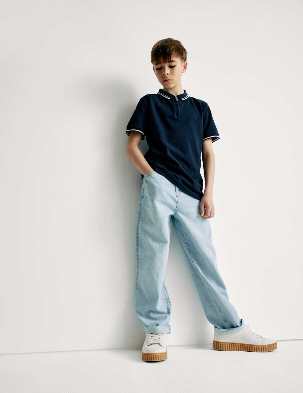 Pure Cotton Half Zip Polo Shirt (6-16 Yrs) 3 of 6