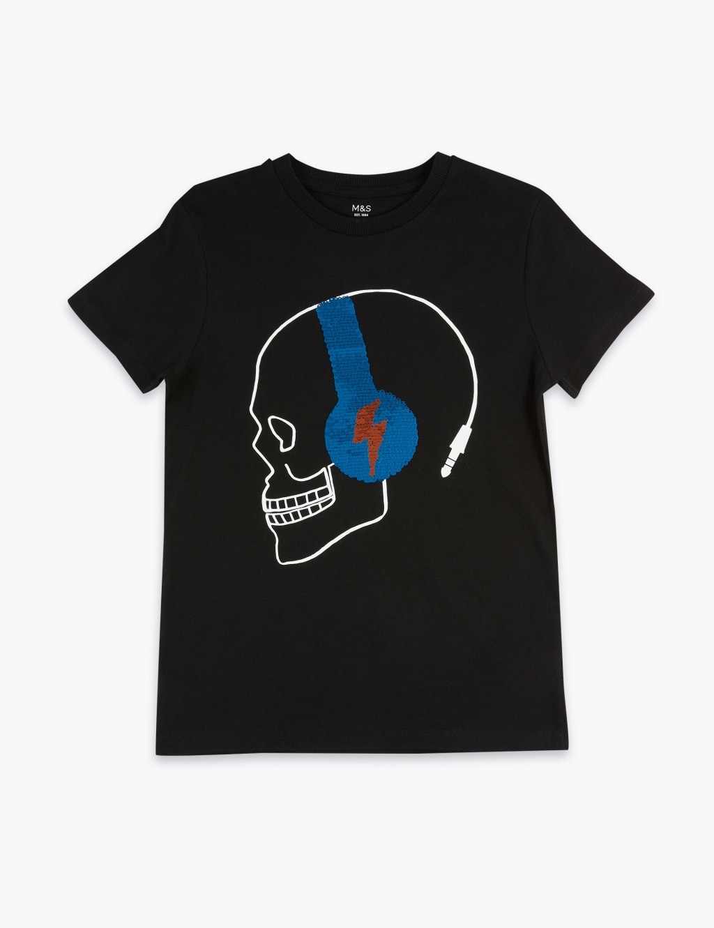 Cotton Reversible Sequin Skull T-Shirt (6-16 Yrs) 2 of 5