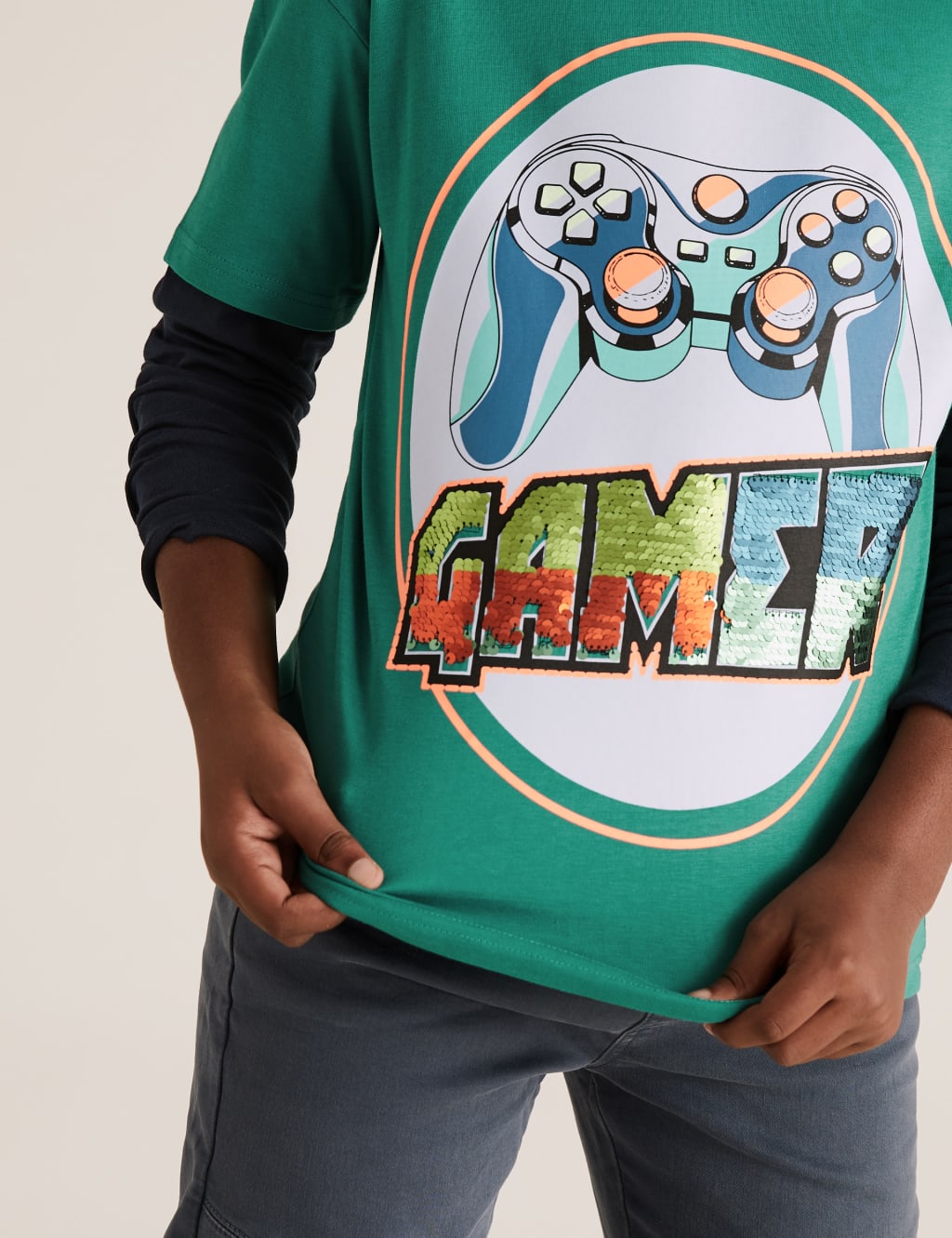 Cotton Sequin Gamer Slogan Top (6-16 Yrs) 3 of 5