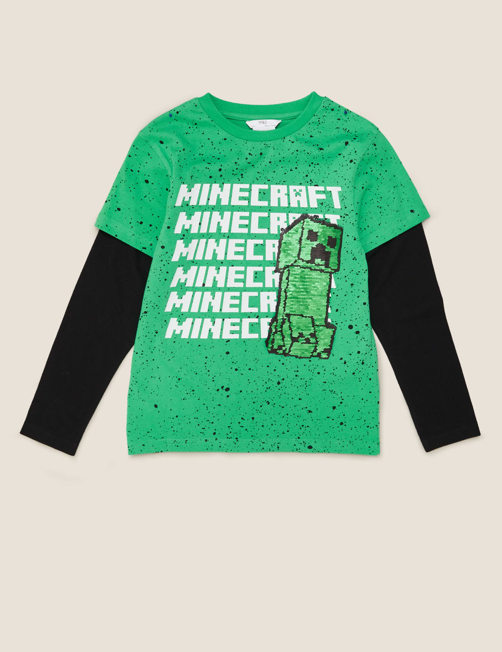 Pure Cotton Minecraft™ Sequin Top (6-14 Yrs) 2 of 6