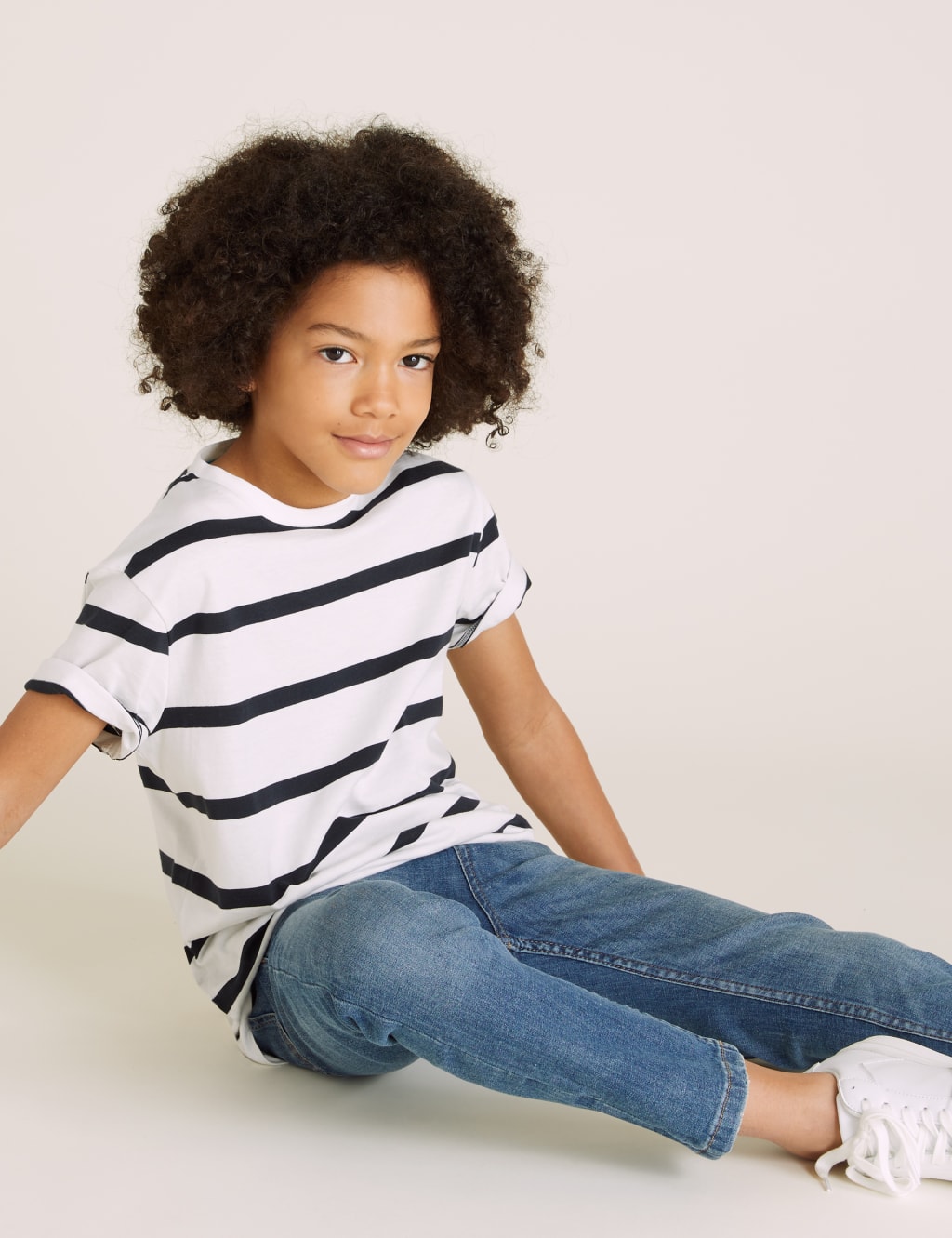 5pk Pure Cotton Striped & Plain T-Shirts (6-16 Yrs) 2 of 7