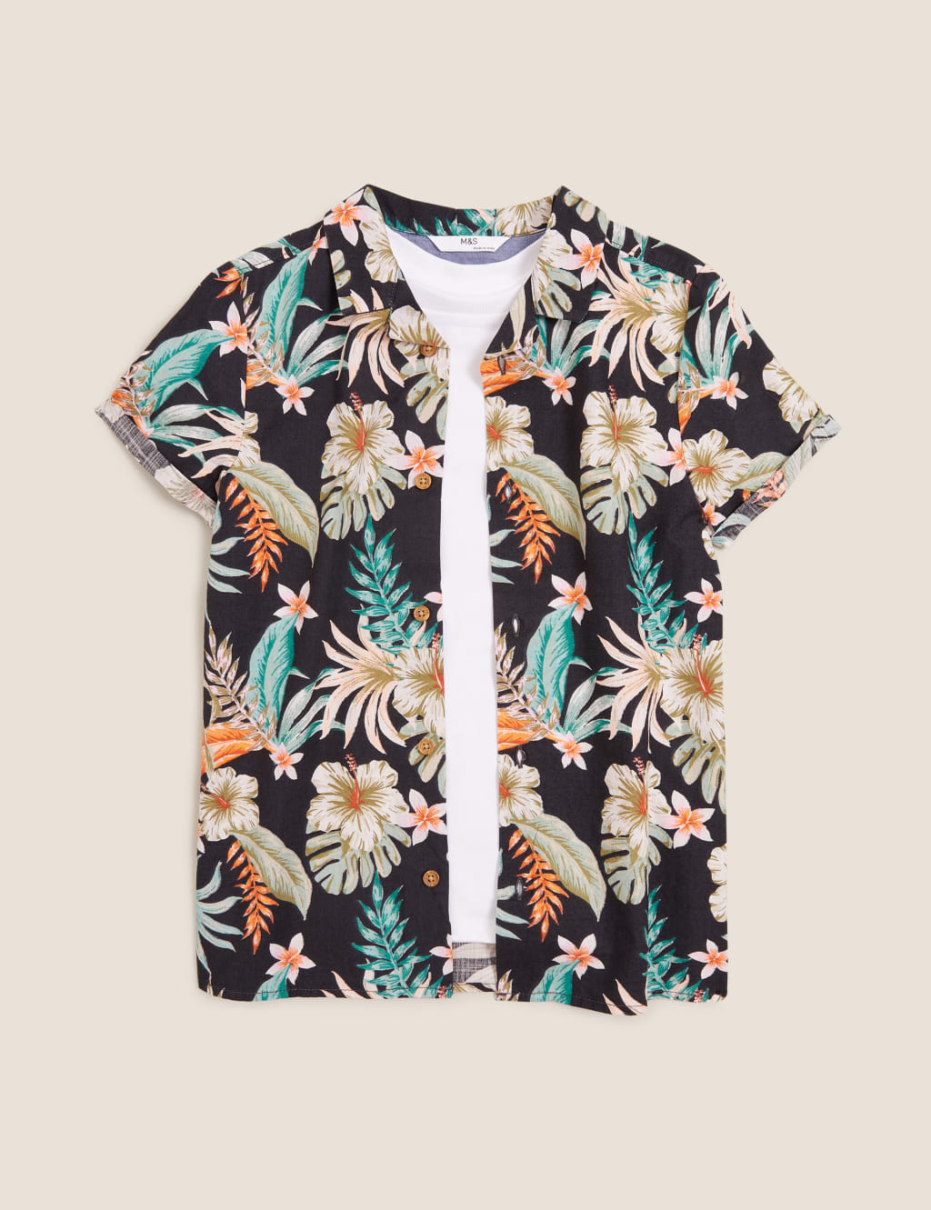 2pc Pure Cotton Floral Shirt & T-Shirt Set (6-16 Yrs) 2 of 5
