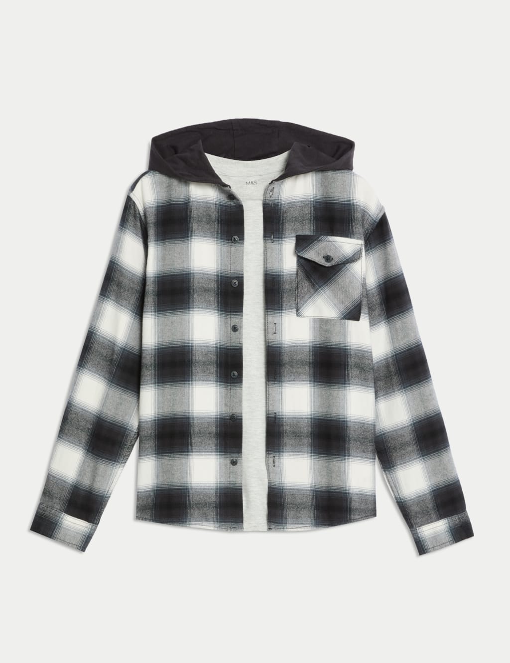 Checkered shirt with hoodie top