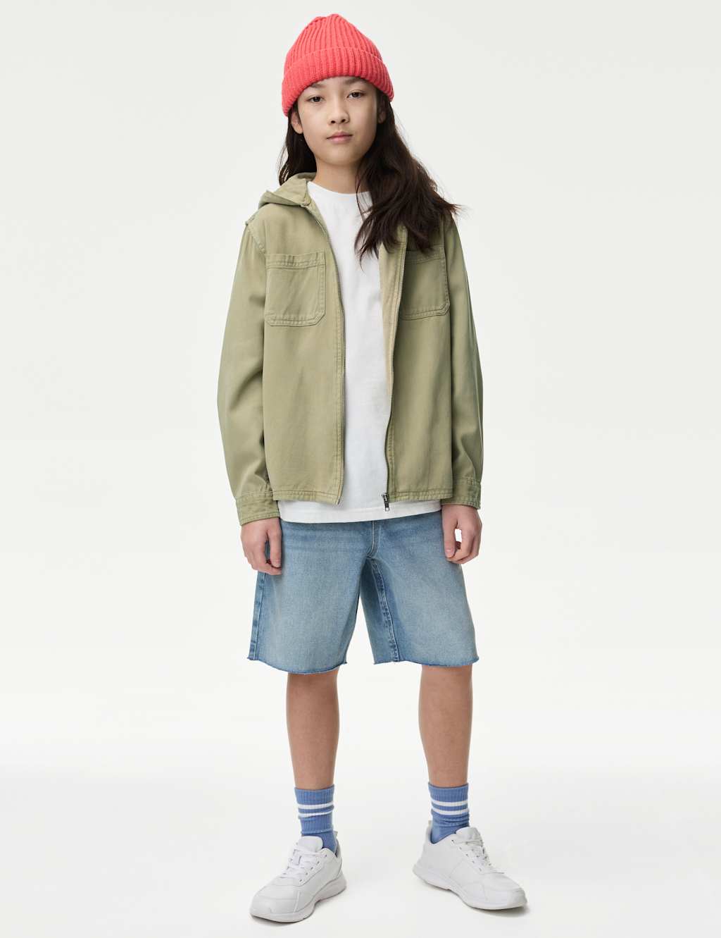 Cotton Blend Hooded Zip Shacket (6-16 Yrs) 3 of 6