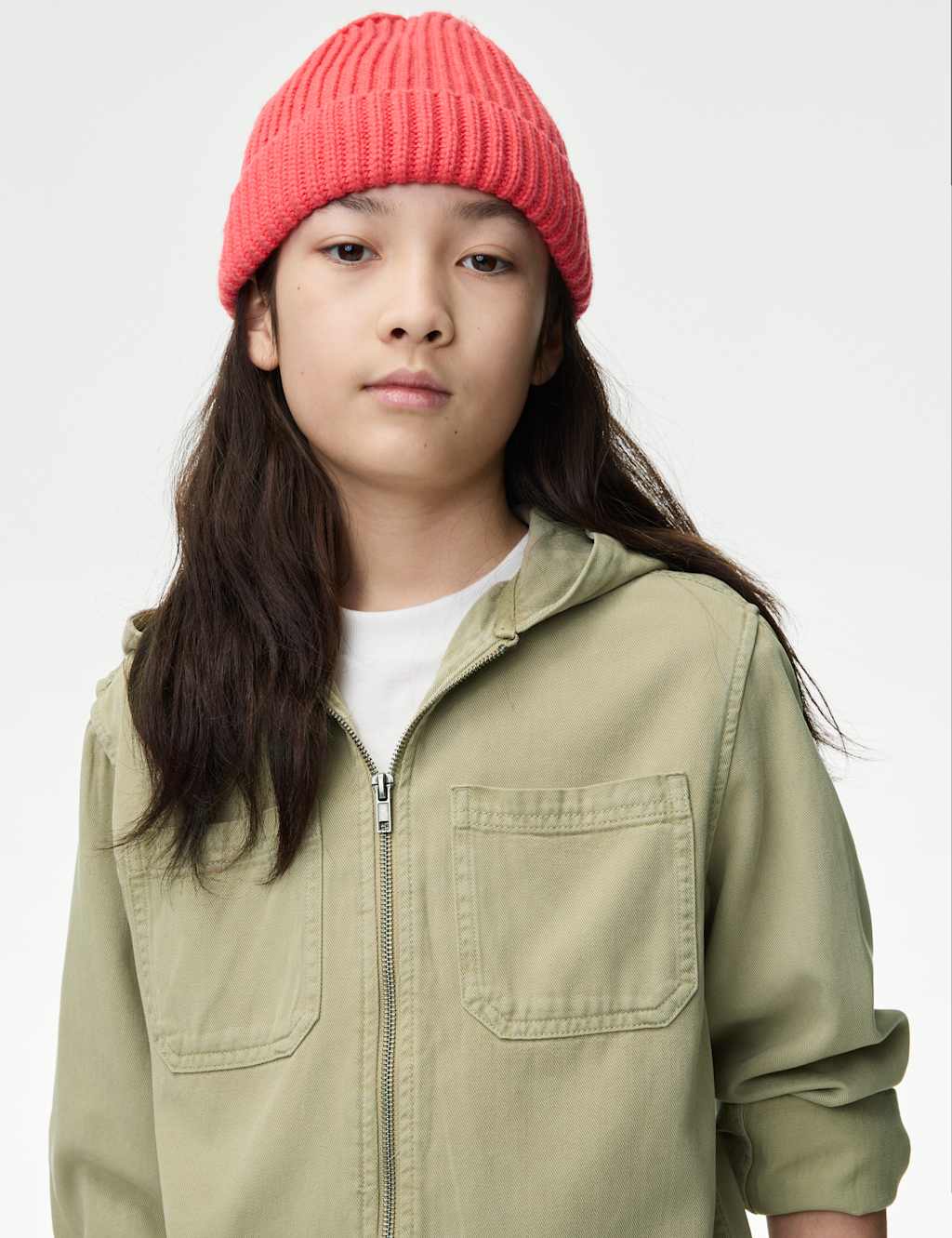 Cotton Blend Hooded Zip Shacket (6-16 Yrs) 4 of 6