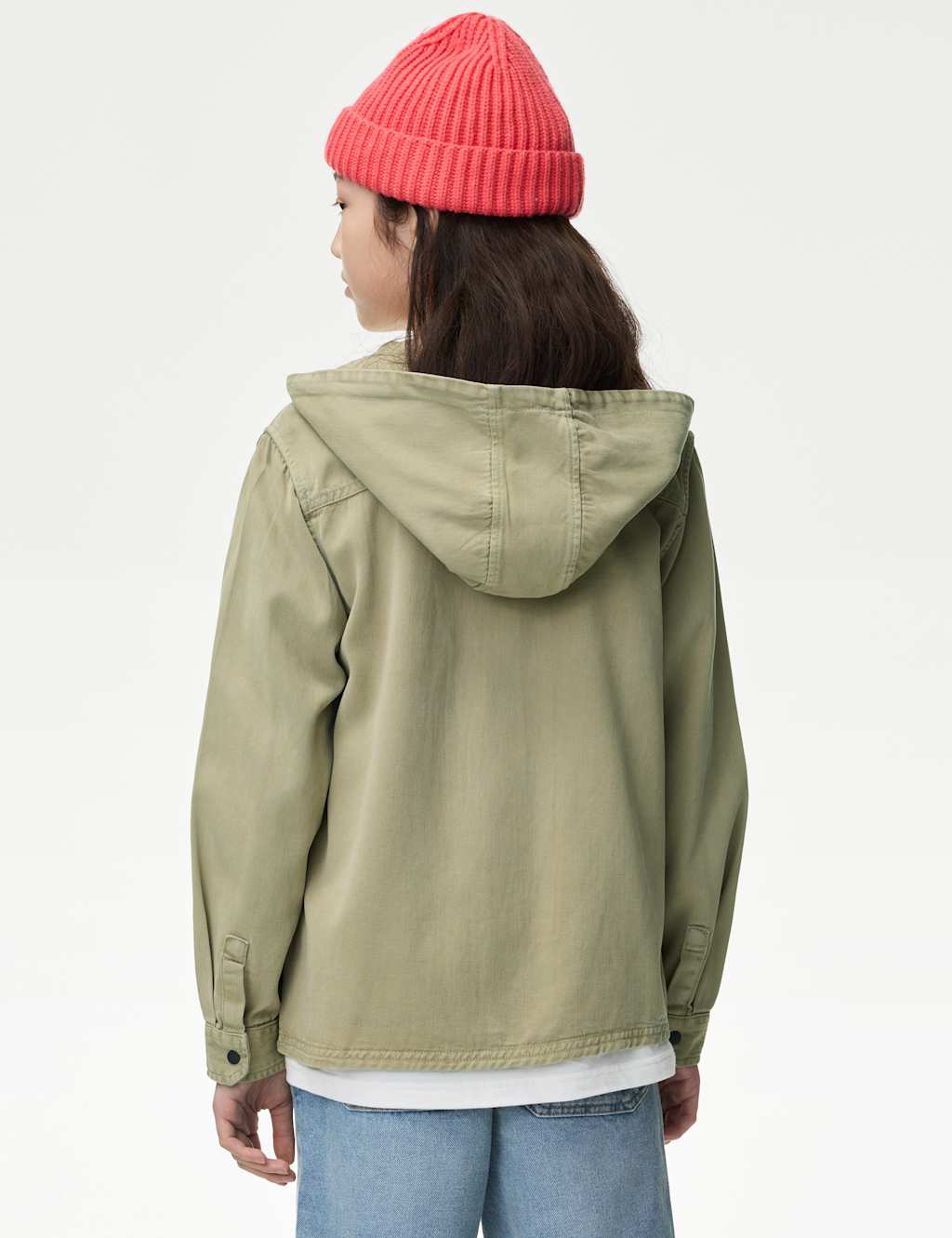 Cotton Blend Hooded Zip Shacket (6-16 Yrs) 5 of 6