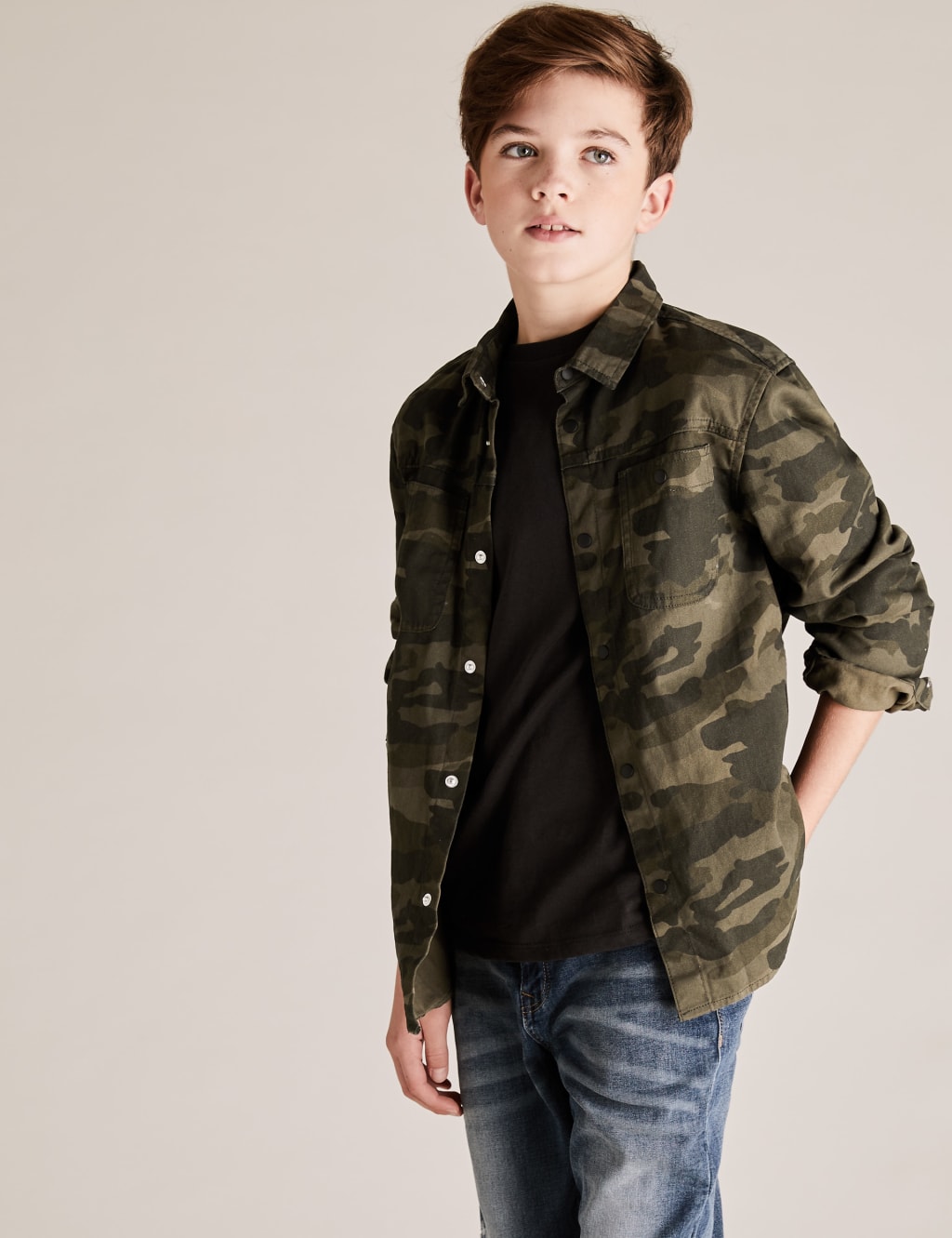 Pure Cotton Camo Shirt and T-Shirt (6-14 Yrs) 1 of 4