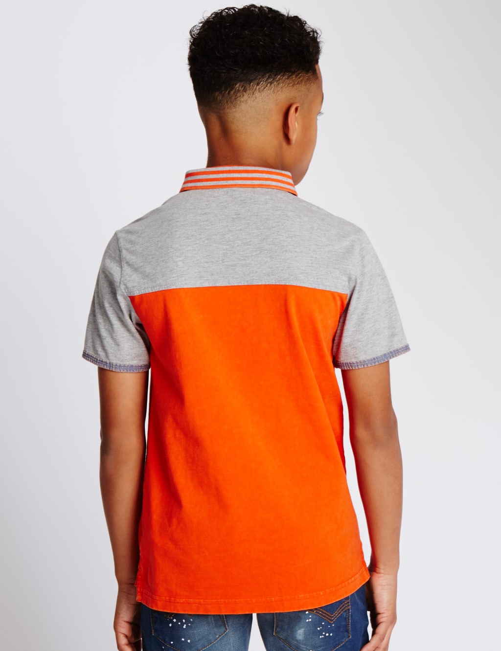 Pure Cotton Colour Block Polo Shirt (5-14 Years) 3 of 3