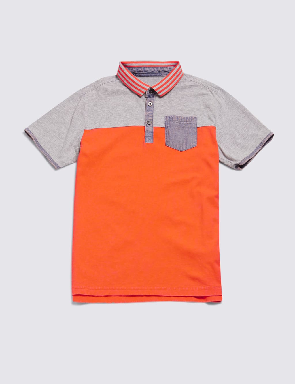 Pure Cotton Colour Block Polo Shirt (5-14 Years) 2 of 3