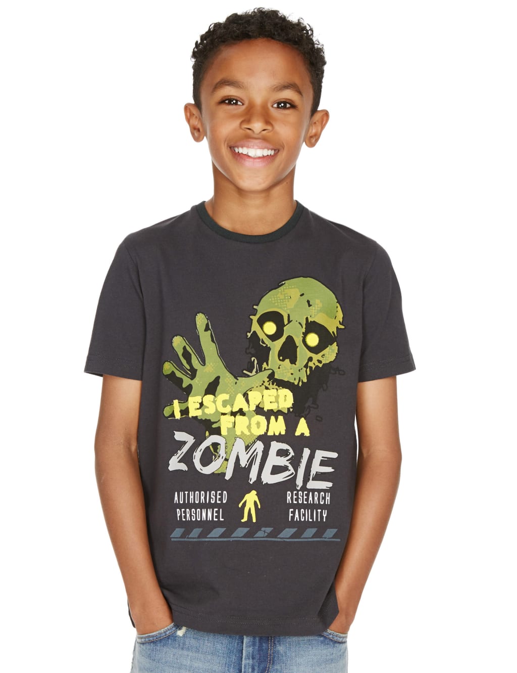 Pure Cotton Zombie Print T-Shirt (5-14 Years) 1 of 3