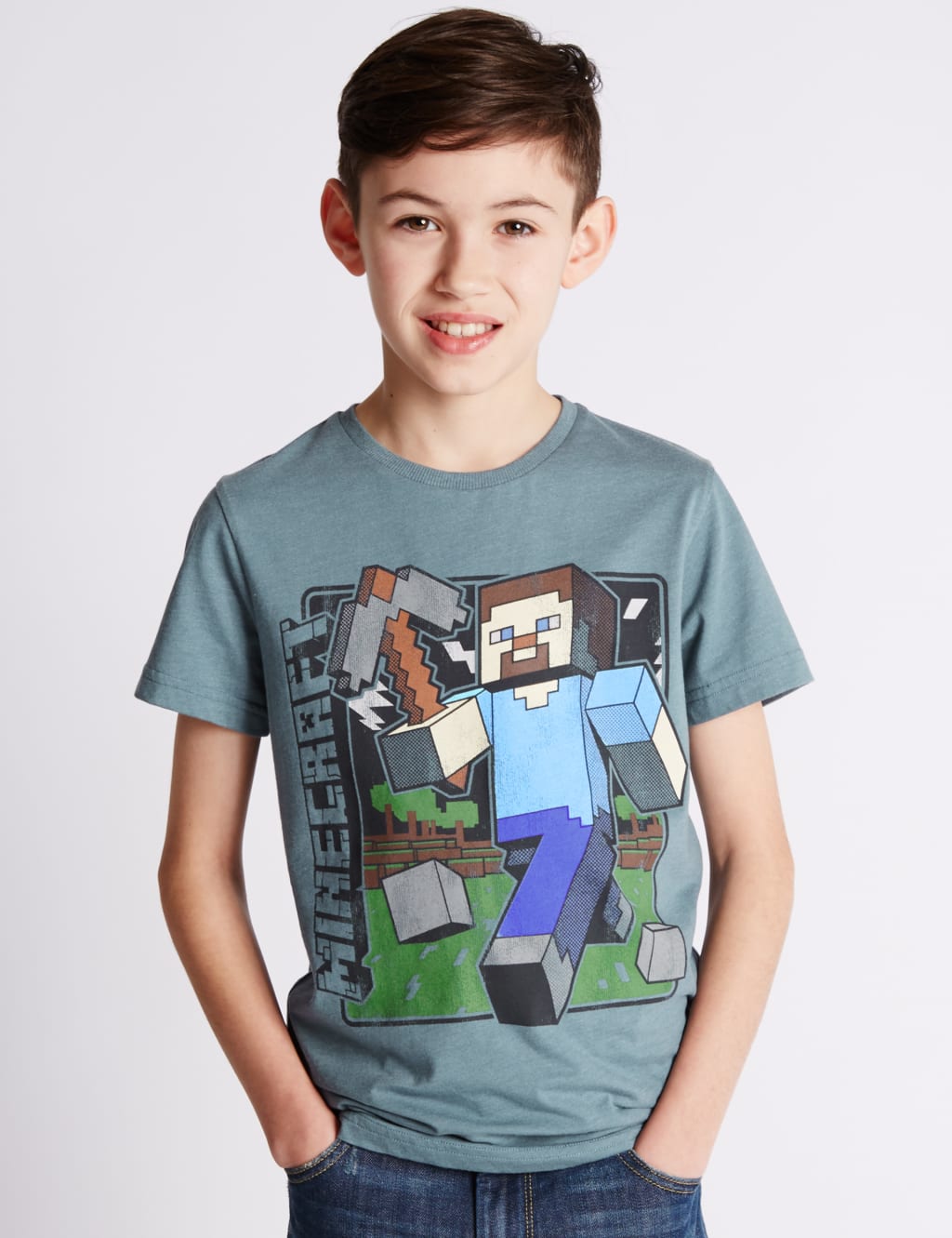 Minecraft Vintage Theme Print T-Shirt (5-14 Years) 1 of 3